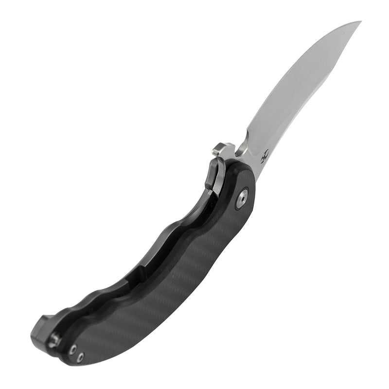 KANSEPT Gilgamesh Flipper Twill Carbon Fiber & G10 with Stonewashed Titanium Handle ( 3.75" CPM S35VN Blade) Andreas Goltz Designed- K1128A1