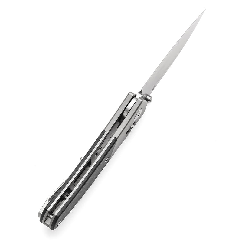 KANSEPT Dako Cross Bar Lock Stonewashed Titanium with Shred Carbon Fiber Handle (3.19" CPM S35VN Blade) with Eddy M Design-K1101V1