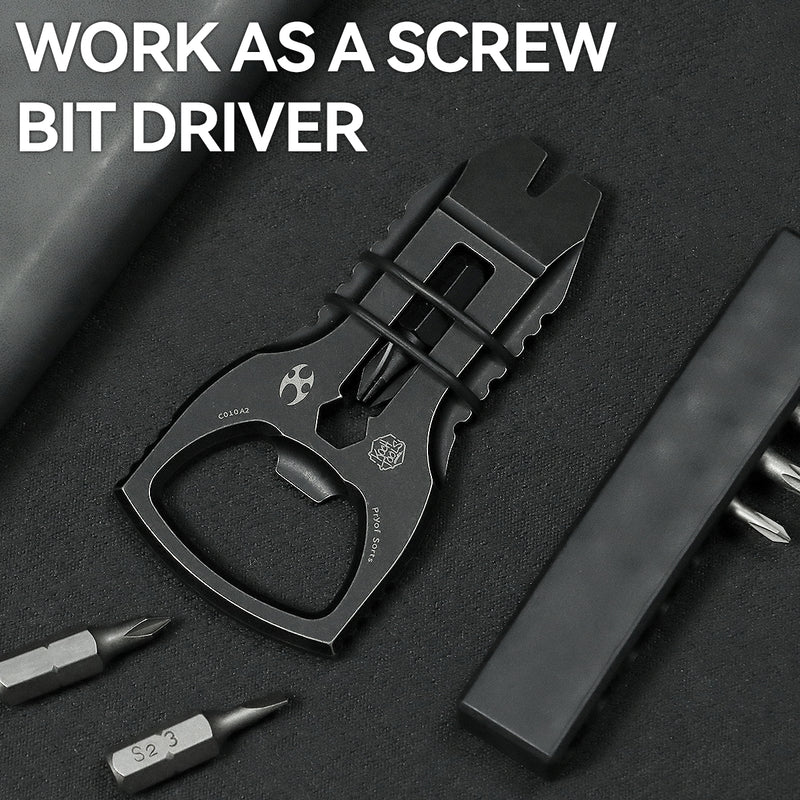 PryOfSorts Titanium EDC Multi-Tool | Pry Bar, Bottle Opener & Magnetic Bit Driver | Blackwash Anodized | Designed by Koch Tools-C010A2