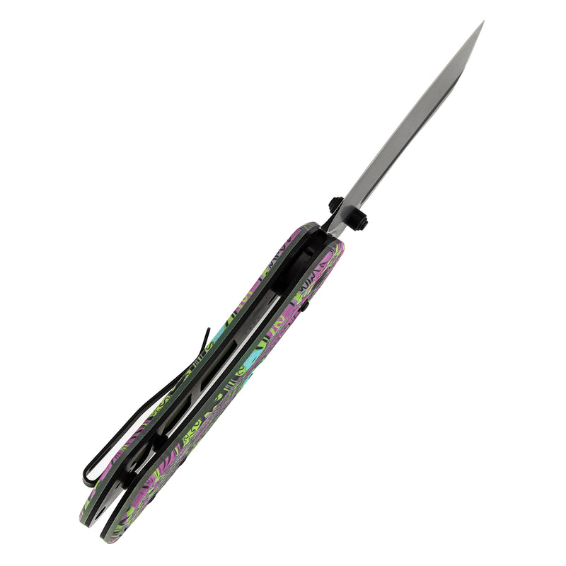 Kansept Korvid V | Crossbar Lock | Jade G10 with Purple Undead Print | 2.91" Blackwash D2 Blade | Koch Tools Designed | TE2030V5