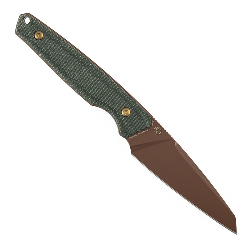 Kansept Parr | Fixed Blade | Green Micarta | 3.12" Rose Gold D2 Blade | Jonathan Styles Design | G011A8