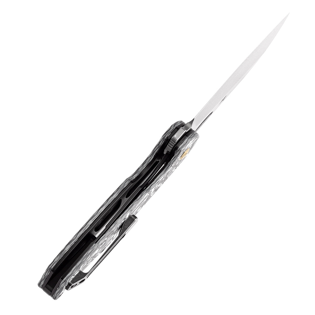 KANSEPT Model 6 Left-handed Flipper/Thumb Hole Knife Black White