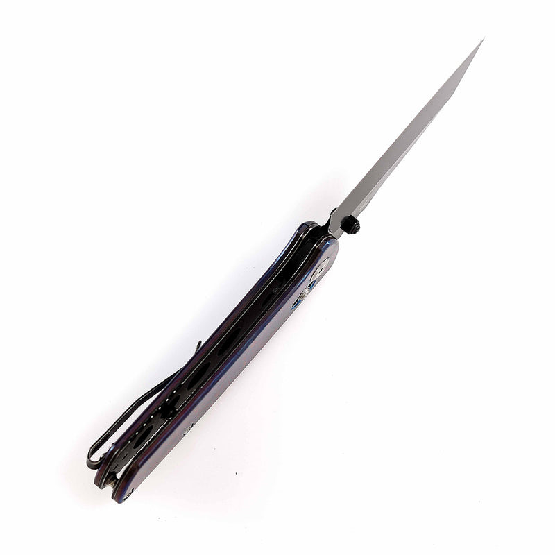 KANSEPT Main Street Thumb Studs/Crossbar Lock Knife  Timascus Handle (3.36''CPM 20CV Blade) Dirk Pinkerton Design-K1015M1