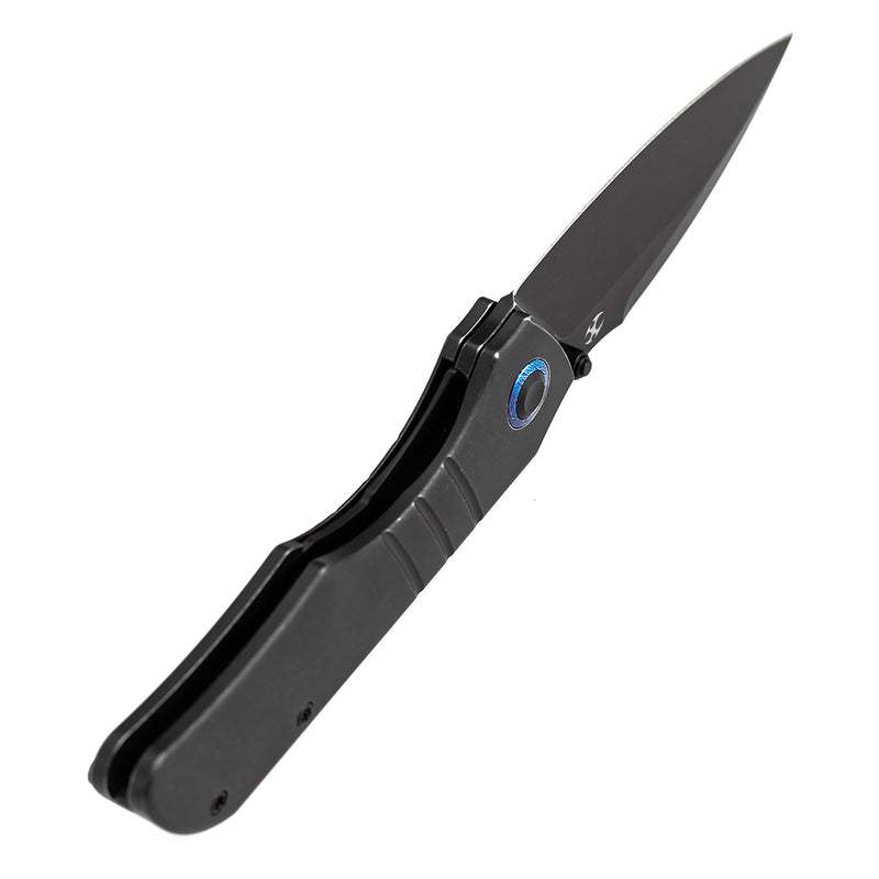 Kansept Mini Lanza | Thumb Stud | Blackwash Titanium &Timascus Pocket Clip | 3.31" CPM 20CV Blade | Brandon Corbin Designed | K1116A2