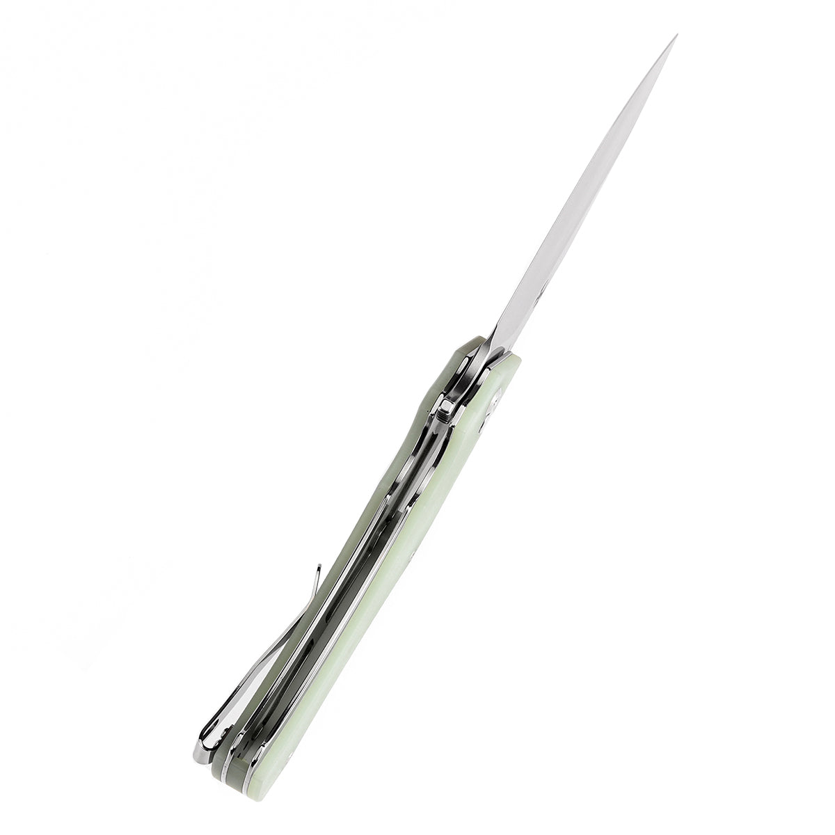 KANSEPT Hellx Button Lock Jade G10 Handle (3.6''D2 Blade ) Mikkel