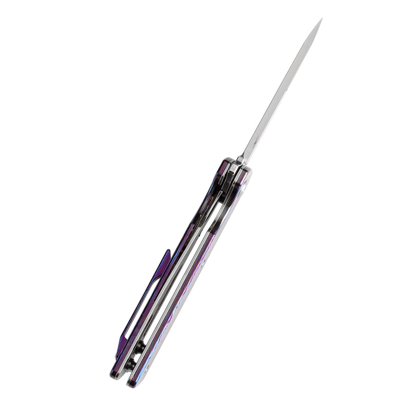 KANSEPT Anomaly Flipper Knife Timascus Handle with Timascus Clip(3.14''CPM-S35VN Blade) Dirk Pinkerton-K2038T7