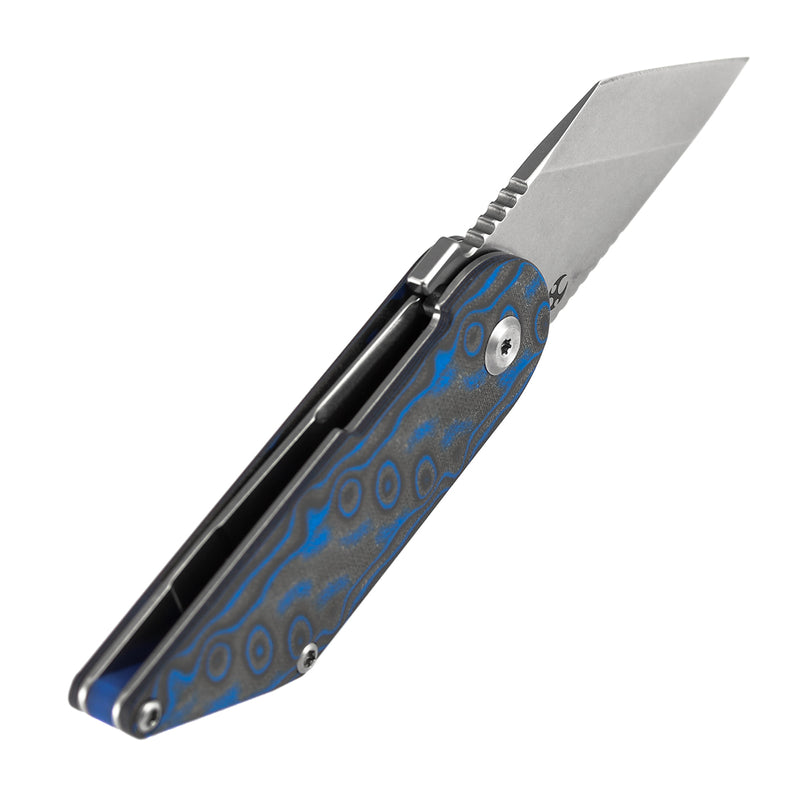 KANSEPT | Dash Liner Lock | Blue & Yellow Vortex Micarta | 2.26" 154CM Blade | Pinkerton Knives | T2045A3