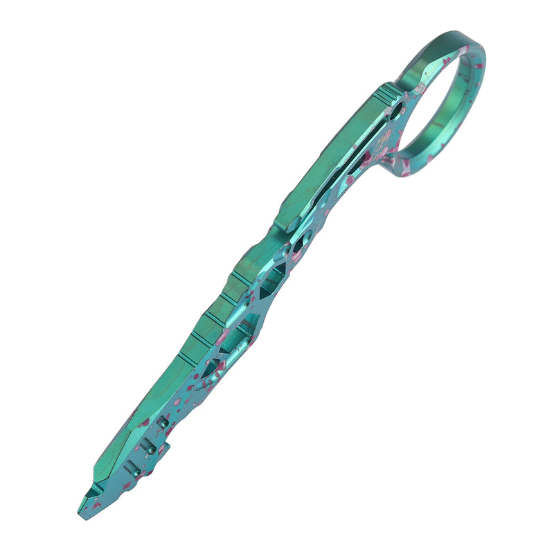 Kansept EDC Tool PryMate G008A9 Green Anodized Titanium with Purple Splash Multifucntional Tool Designed by Sebastian Irawan