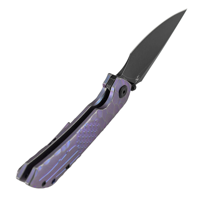 [Preorder-Ship by June 25th] Kansept Exclusive Fenrir  | Frame Lock | Purple Anodized Titanium with CNC-machined American Flag Pattern | 3.48'' CPM S35VN Blade | Sparrow Knife Design | K1034C6