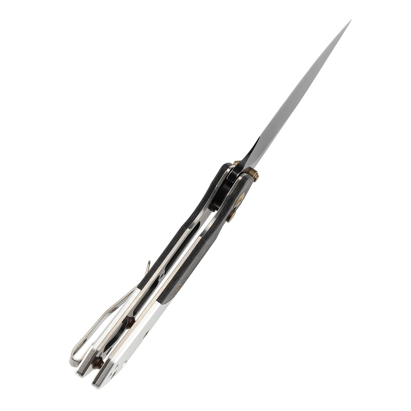 Kansept Fenrir | Shred Carbon Fiber with Stonewashed Aluminum | 3.45'' 154CM Blade | Sparrow Knife Design | T1034B1