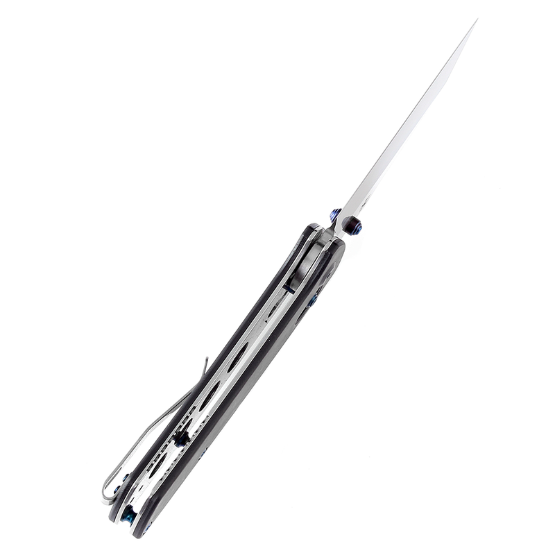 KANSEPT Main Street Thumb Studs/ Crossbar Lock Kinfe Twill Carbon Fiber G10 Handle (3.36'' 154CM Blade) Dirk Pinkerton Design-T1015V4