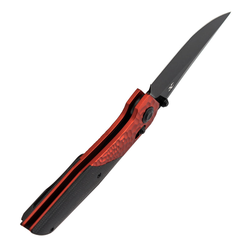 Deadite | Red Aluminum (Rock Texture) with Black Micarta Scales | 3.52" 154CM Blade | Tuffknives Design | T1081V3
