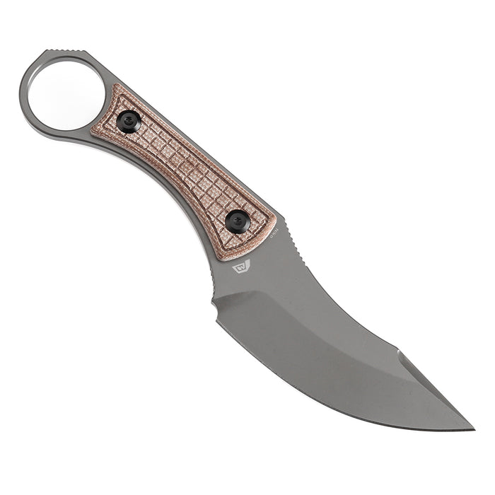 KANSEPT Niko Fixed Knife Brown Micarta with Frag PatternHandle (3.54''D2 Blade ) with Sheath Marco Knives Design -G004A8