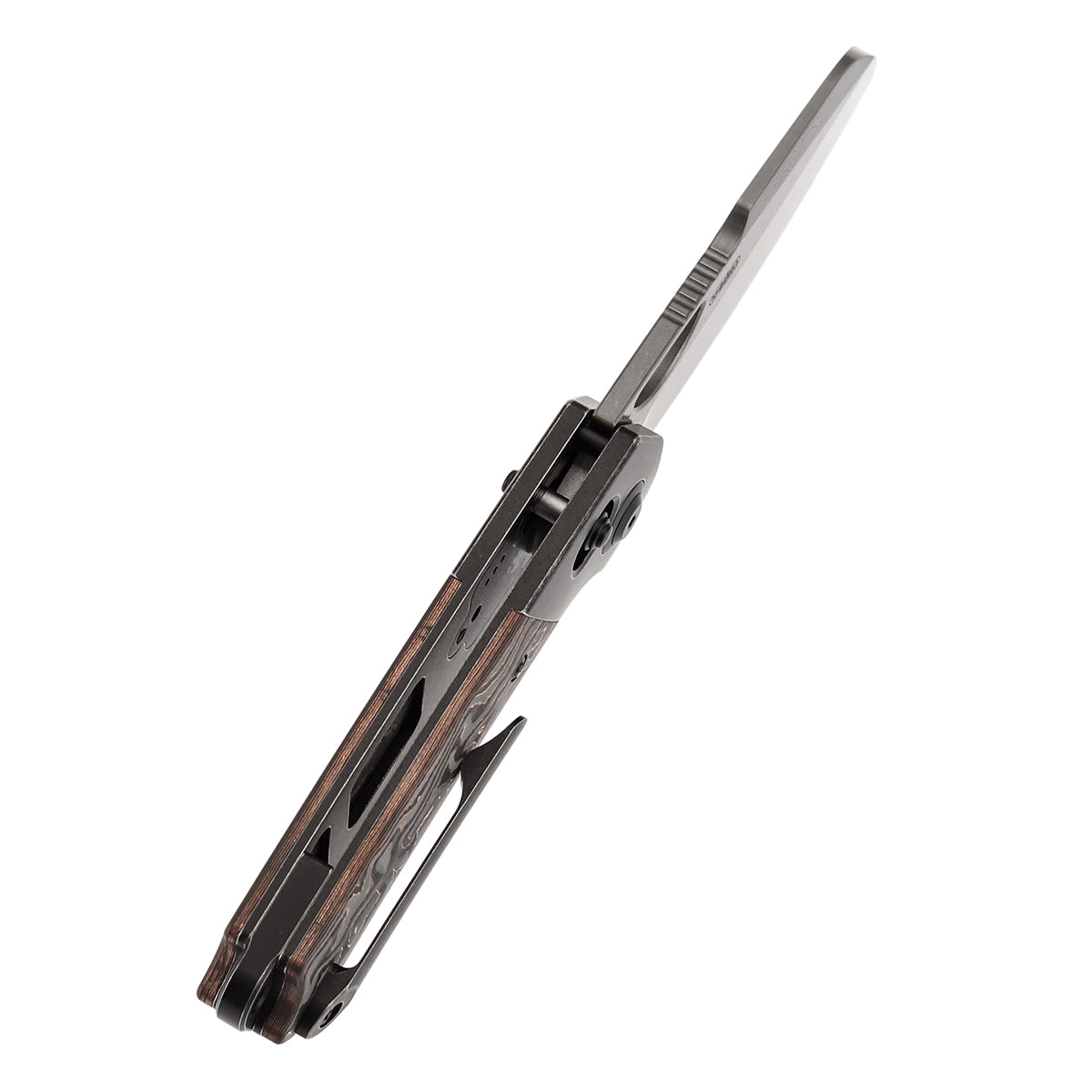 KANSEPT Nahual Crossbar Lock Knife Blackwash Titanium with Copper