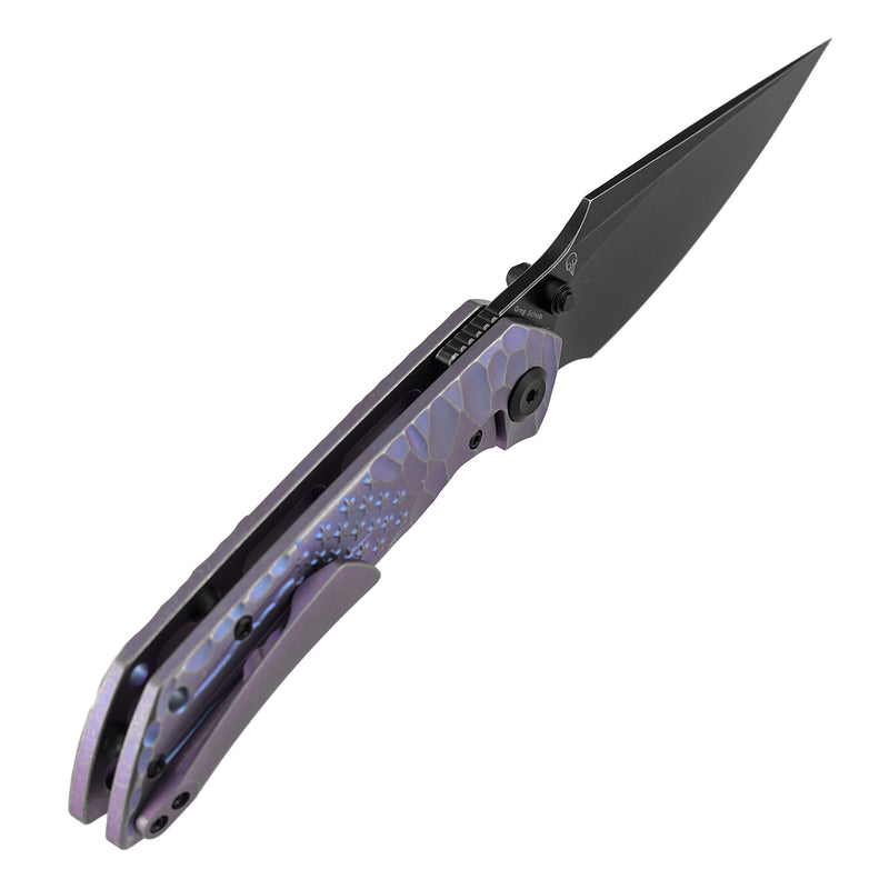 [Preorder-Ship by June 25th] Kansept Exclusive Fenrir  | Frame Lock | Purple Anodized Titanium with CNC-machined American Flag Pattern | 3.48'' CPM S35VN Blade | Sparrow Knife Design | K1034C6
