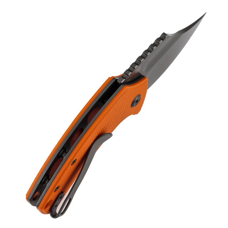 Kansept Wasp | Button Lock | Orange G10 | 2.36" Gray TiCn Coated 154CM Blade | Koch Tools Design | T2144F2