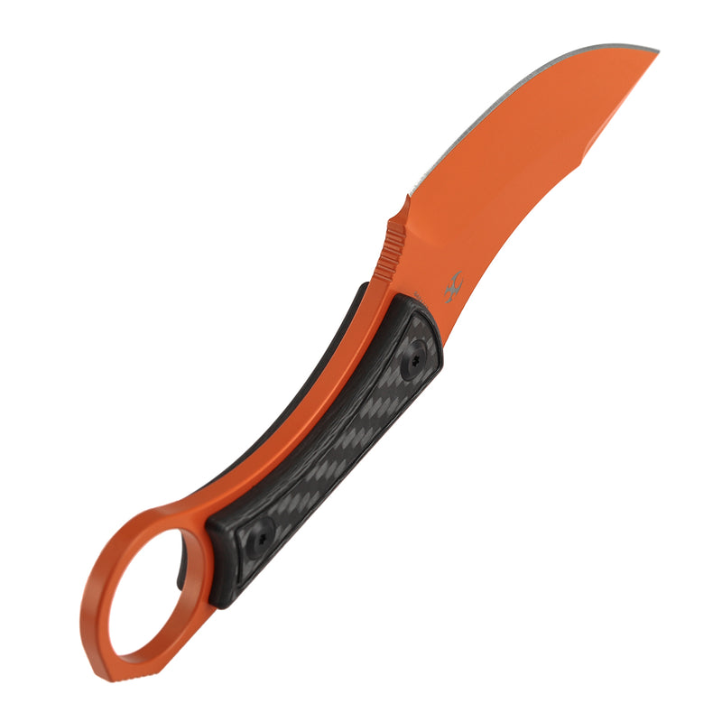 Niko |  Fixed Blade | Twill Carbon Fiber | 3.54" Orange Coated D2 | Marco Knives Design | G004A92
