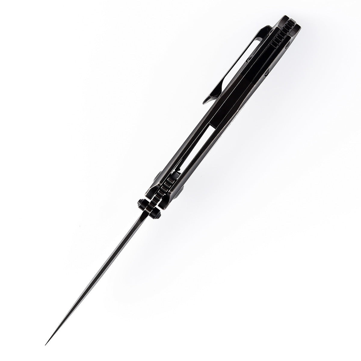 KANSEPT Baku Flipper/Thumb Hole Knife Titanium + Black White