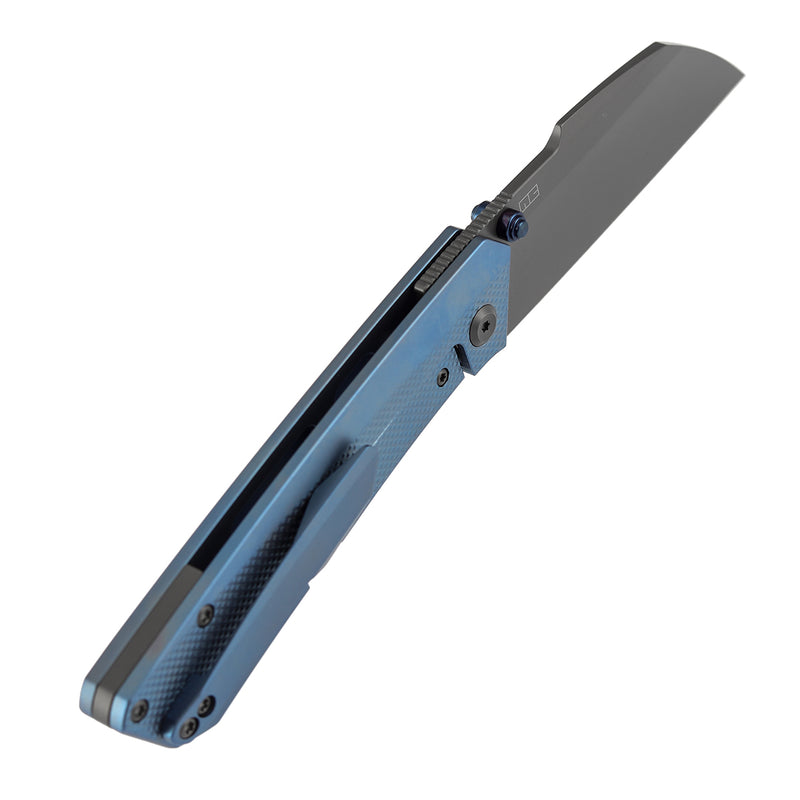 KANSEPT Contra | Thumb Stubs | Blue Anodized Titanium with Diamond Pattern | 3.25" S90V Blade | Nathan Contra Design | K1139A3