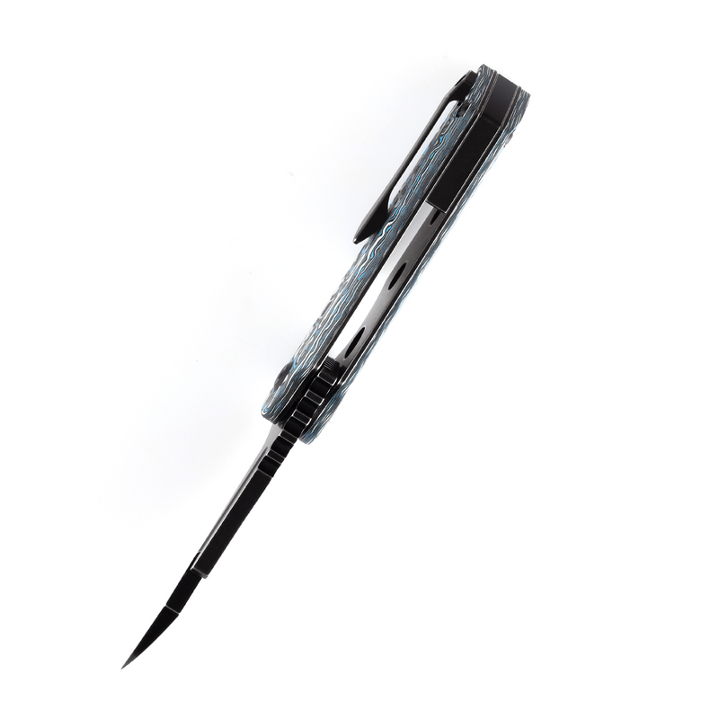 KANSEPT Rafe Flipper Knife Blue & White Carbon Fiber Handle (2.6''  CPM-S35VN Blade)4T5 Design -K2048A6