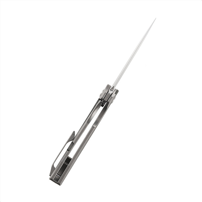 KANSEPT Mini Accipiter Front Flipper Knife OD Green Canvas Micarta +Titanium Handle( 2.9" CPM S35VN Blade) Kim Ning Design-K2007A1
