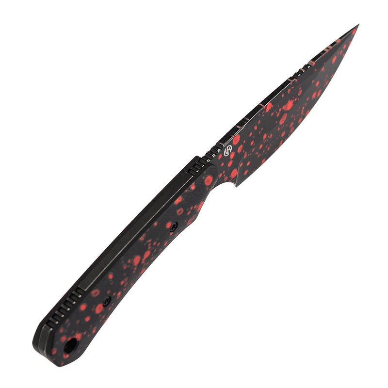 Kansept Flank | Fixed Blade | Black G10 with Zombie Blood Print | 3.69" D2 with Zombie Blood Print Blade | TuffKnives Design | G006A8