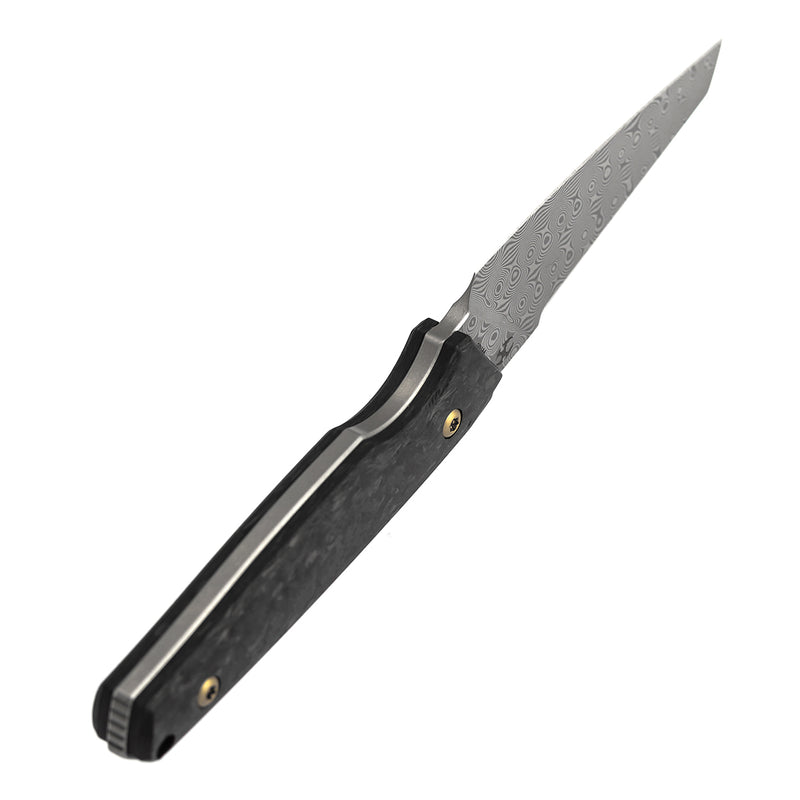 Kansept Parr | Fixed Blade | Shred Carbon Fiber |3.12" Damascus Blade | Jonathan Styles Design | G011A4