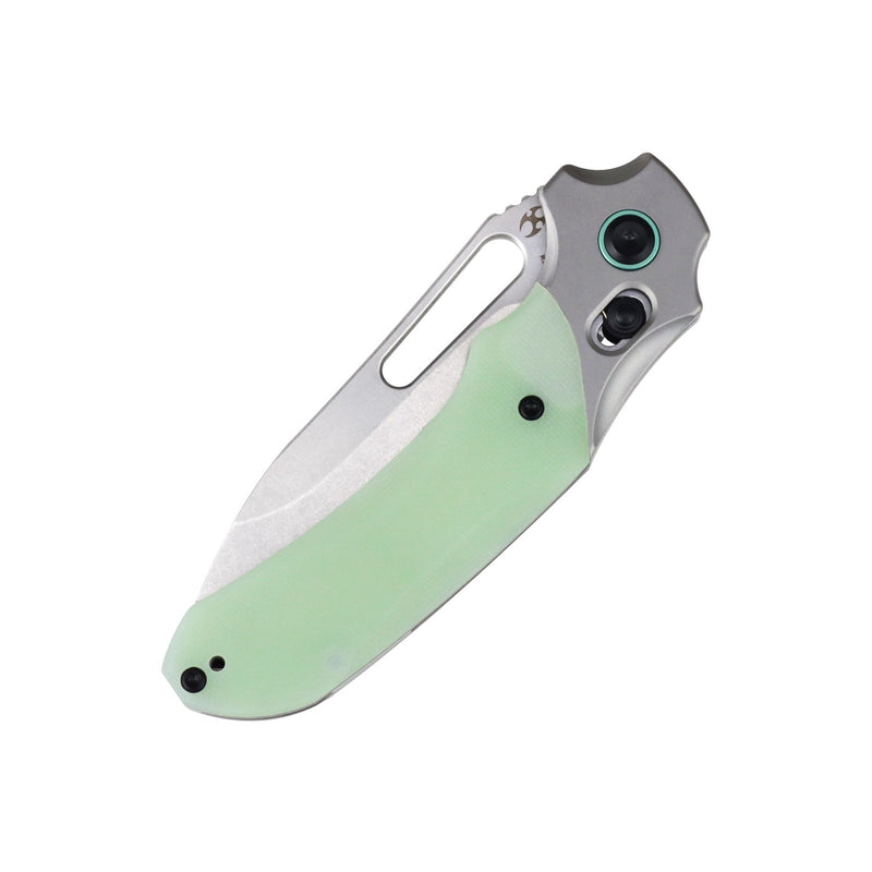 Quasar | Cross Bar Lock | Glow-in-the-Dark Green G10 | 3.38" 154CM | Munko Knives | T1099V5