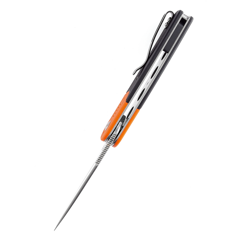 Reverie T2025B8  Stonewashed 154CM Blade Orange and Black G10 Handle Design by Justin Lundquist