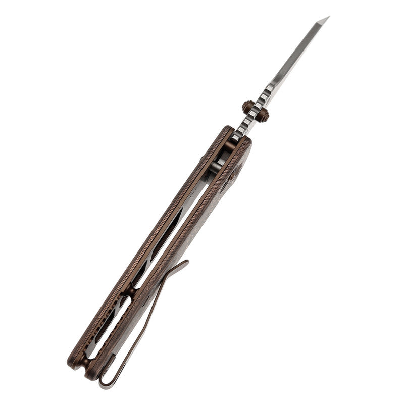 KANSEPT Main Street Crossbar Lock Knife Copper Carbon Fiber Handle(3.36" CPM S35VN Blade)Pinkerton Knives Design-K1015V3