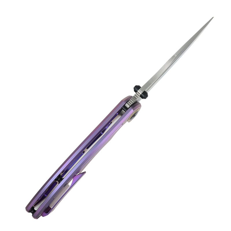 Pretatout | Frame Lock | Purple Titanium Handle | 3.56" Damascus Blade | Kmaxrom Design | K1032D5