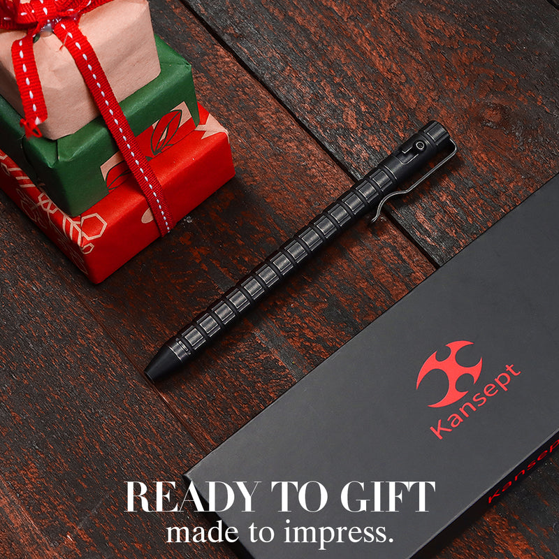 Kansept EDC Scavenger Bolt Action Blackwash Titanium Pen with Frag Pattern Designed by Kevin Passon-G013H4