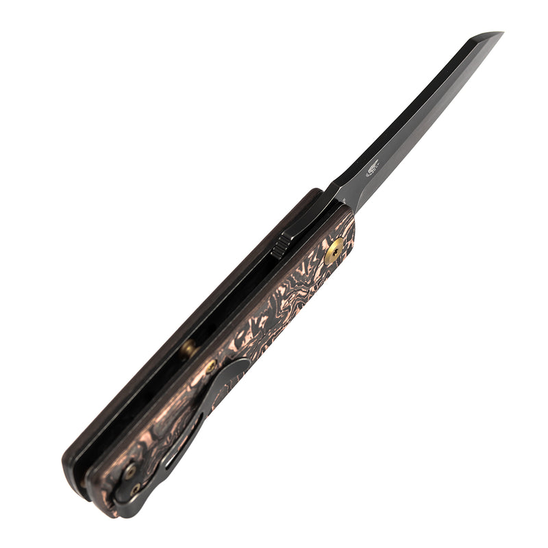 KANSEPT Higonokami | Liner Lock | 3.02'' 154CM Blade | Copper Carbon FIber Handle | Goran mihajlovic Design | T2135A2