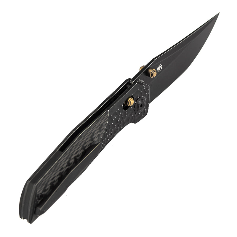 Deadite | Blackwash Aluminum (rock texture) with Twill Carbon Fiber Scales | 3.52" 154CM Blade | Tuffknives Design | T1081V4