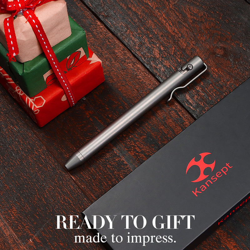 Kansept EDC Scavenger Bolt Action Beadblasted Titanium Pen DIY Friendly Designed by Kevin Passon-G013H3