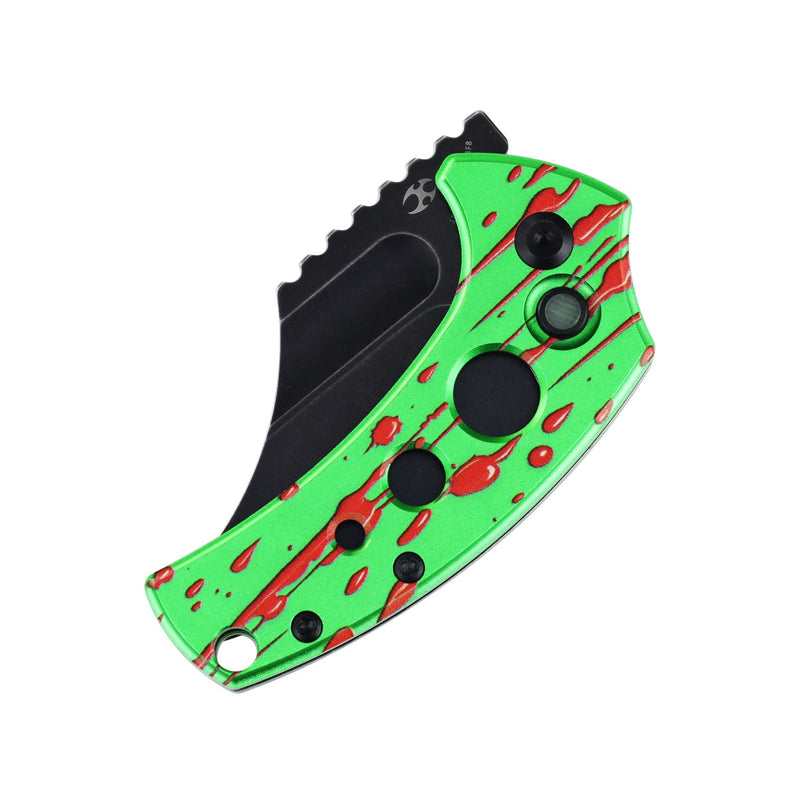 Wasp | Button Lock | Green Aluminum with Zombie Blood Print | 2.36" 154CM | Koch Tools | T2144F8