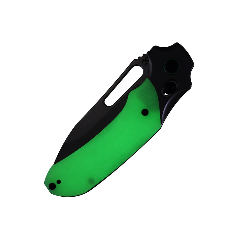 Quasar | Cross Bar Lock | Glow-in-the-Dark Green G10 | 3.38" 154CM | Munko Knives | T1099V5