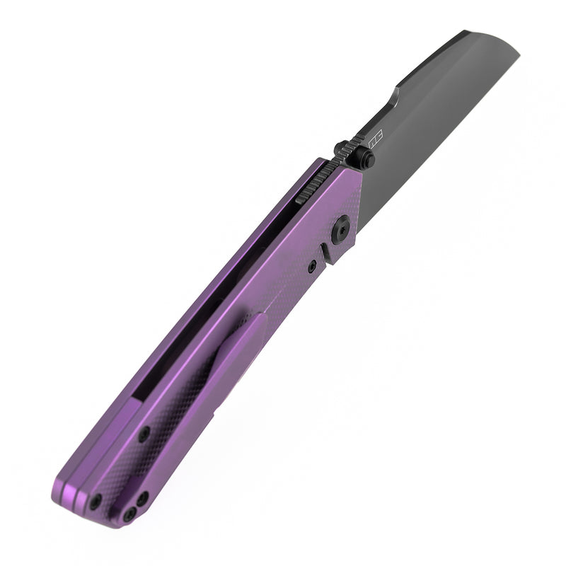 KANSEPT Contra | Thumb Stud | Purple Anodized Titanium with Diamond Pattern | 3.25" Mirrior DLC S90V Blade | Nathan Contra Design | K1139A5