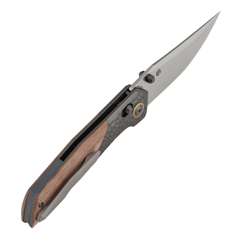 Deadite | Gray Aluminum (Rock Texture) with Brown Micarta Scales | 3.52" 154CM Blade | Tuffknives Design | T1081V1