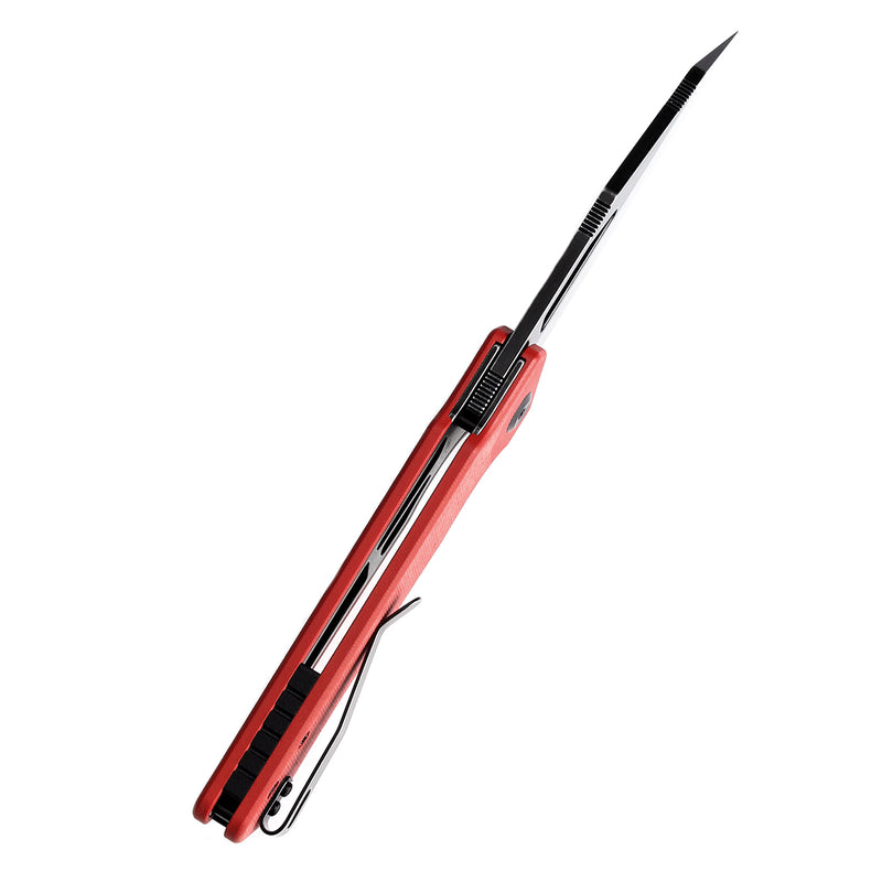 KANSEPT Egress T1033A5 Black Stonewashed 14C28N Red G10 Handle with Nitch Designs Design
