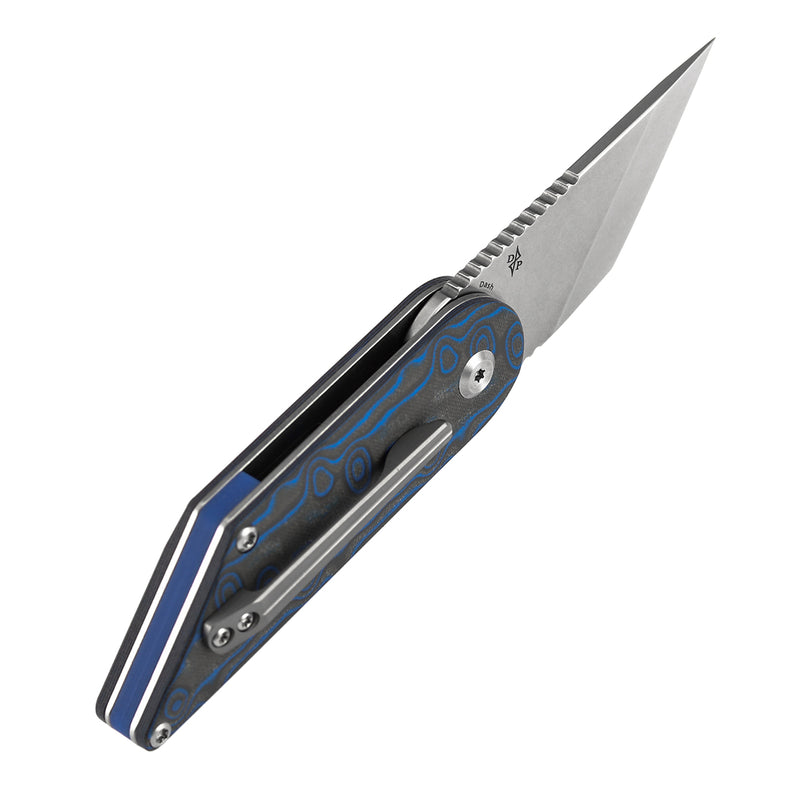 KANSEPT | Dash Liner Lock | Blue & Yellow Vortex Micarta | 2.26" 154CM Blade | Pinkerton Knives | T2045A3
