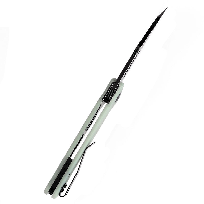 KANSEPT Egress T1033A6 Black Stonewashed 14C28N Jade G10 Handle with Nitch Designs Design