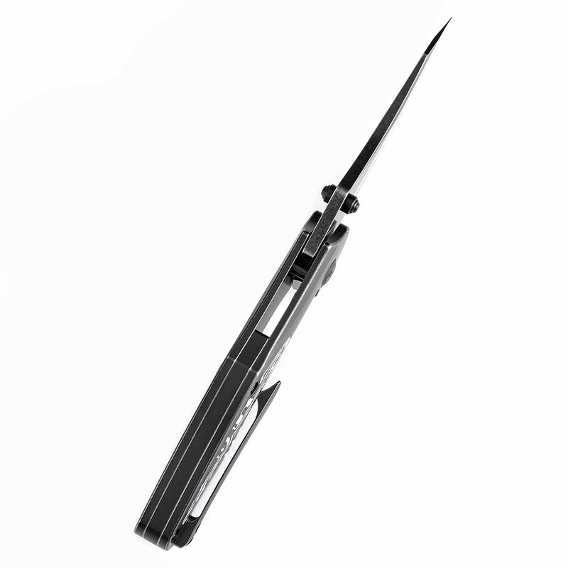 KANSEPT Baba Yaga Thumb Studs Blackwash Ti and Black White Nebula Carbon Fiber Inlay Handle (3.06''CPM 20CV Blade ) Sparrow Knife Design -K1074A3
