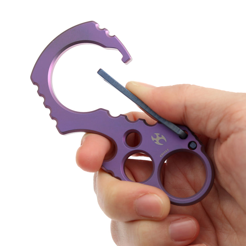 Kansept EDC Tools Carabiner C011A3 Titanium EDC Keychain Clip Purple Anodized Titanium with Blue Anodized Lock Koch Tools Designed