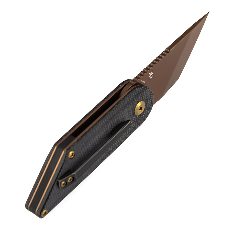 KANSEPT | Dash Liner Lock | Black Micarta | 2.26" Rose Gold Coated 154CM Blade | Pinkerton Knives | T2045A2