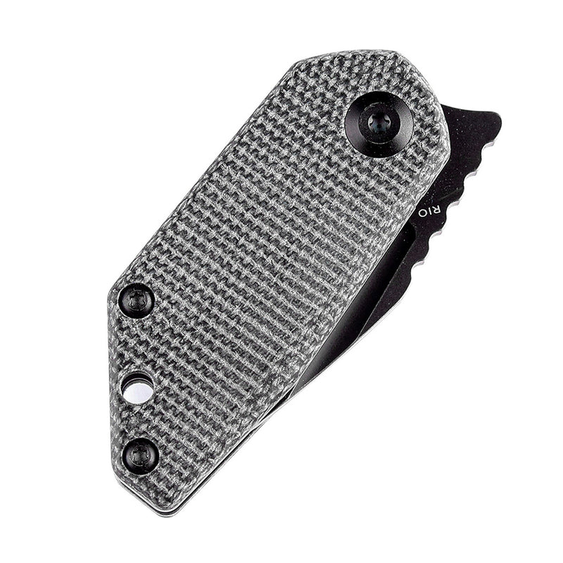 KANSEPT RIO Flipper Knife Black Micarta Handle (1.56'' M390 Blade)4T5 Design-K3044A3