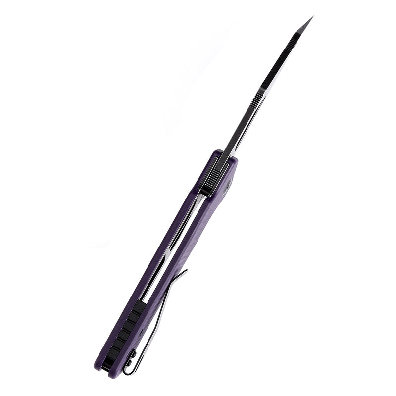 KANSEPT Egress T1033A3 Black Stonewashed 14C28N Purple G10 Handle with Nitch Designs Design