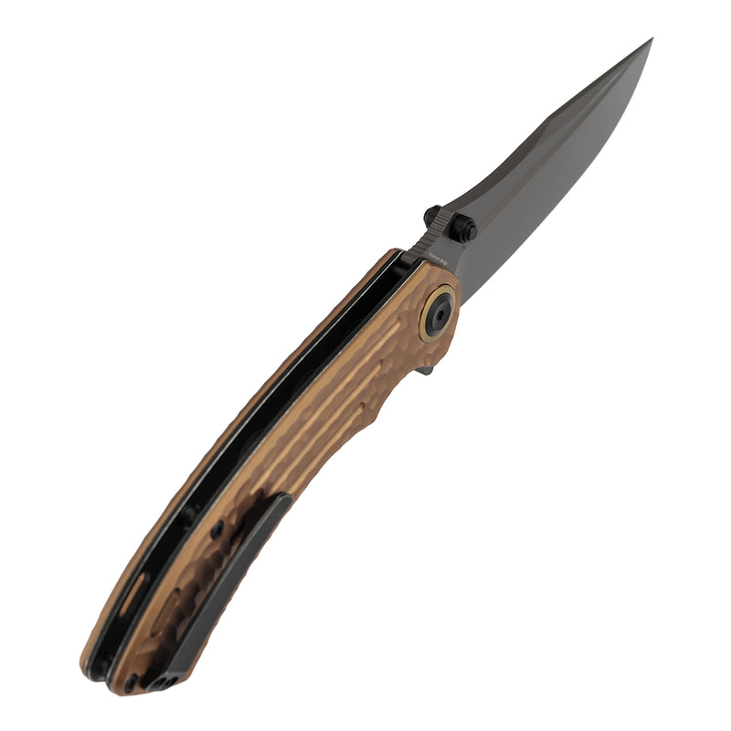 Kansept Pretatout | Golden Aluminum with Rock Texture | 3.56" CPM S35VN Blade | Kmaxrom Design | K1032A7