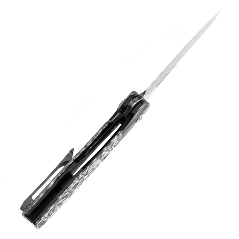 KANSEPT Cassowary Flipper Black Anodized Titanium and Black White Nebula Carbon Fiber Handle (2.9''CPM S35VN Blade ) Koch Tools Design -K2065B2