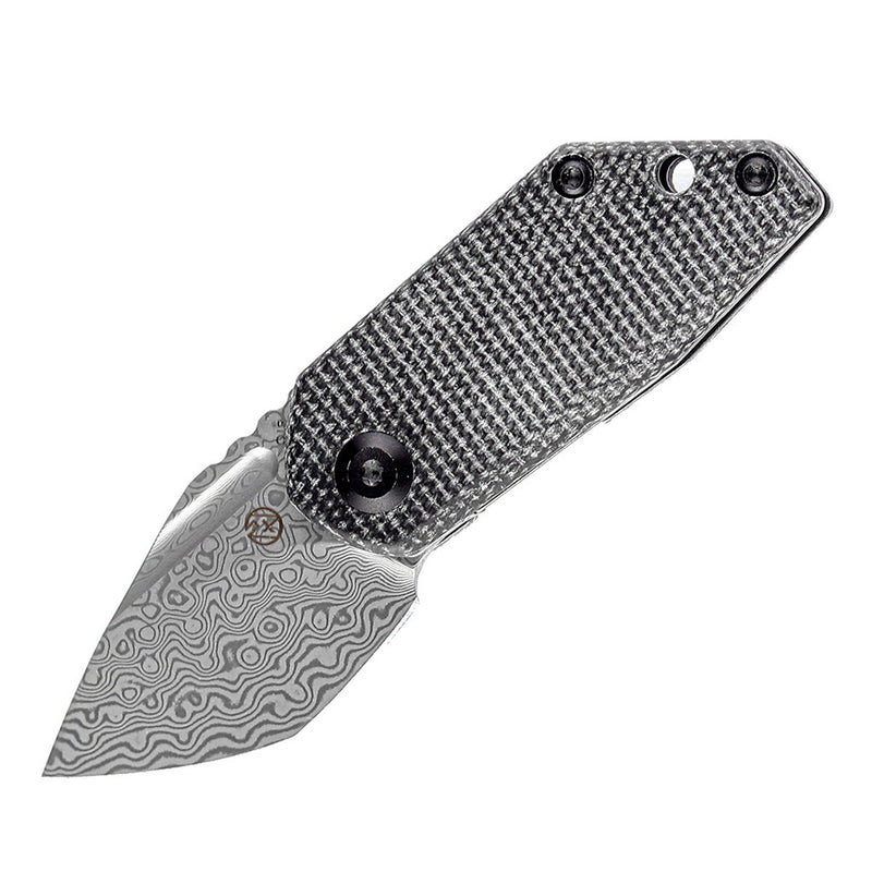 KANSEPT RIO Flipper Knife Black Micarta Handle (1.56'' Damascus Blade) 4T5 Design-K3044D1